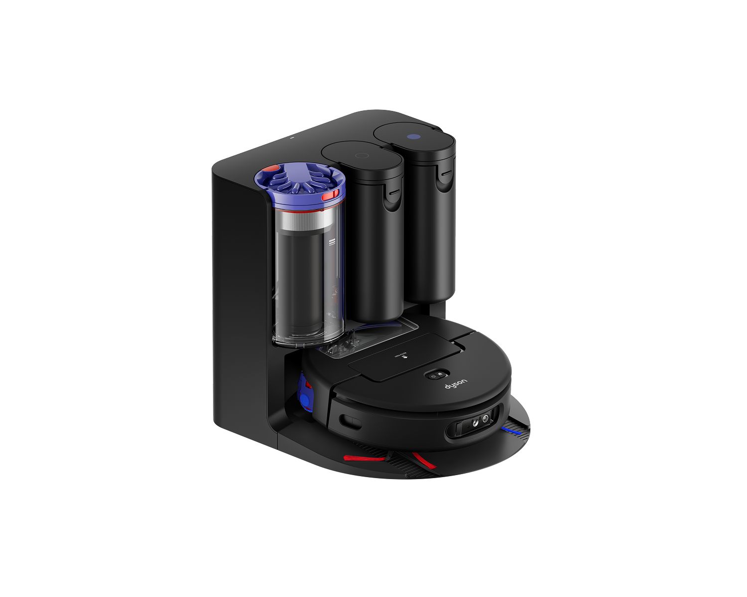 Dyson Spot+Scrub Ai — robot aspirateur laveur noir mat et bleu